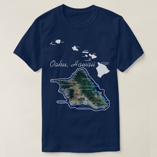 Camiseta Oahu Havaí Com Ilhas Havaianas (Frente do Design)