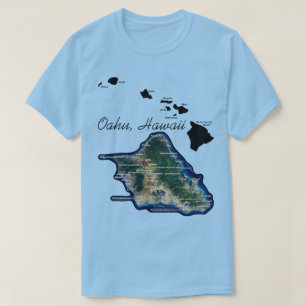 Camiseta Oahu Havaí Com Ilhas Havaianas