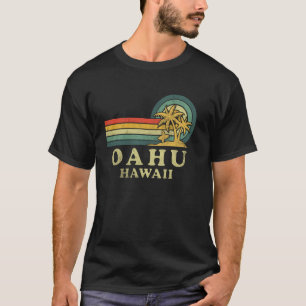 Camiseta Oahu Havaí Praia Férias em Família Palmeira Vintag