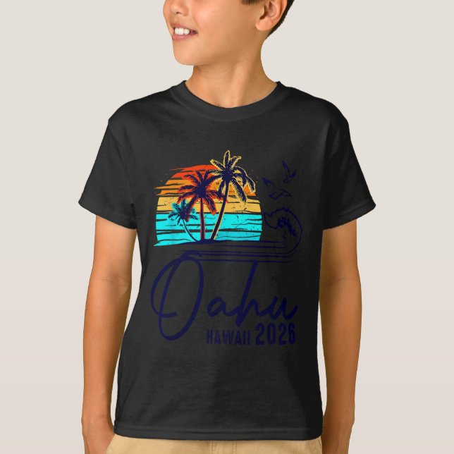 Camiseta Oahu Hawaii 2026 Vacation Beach Matching Family Gr (Frente)