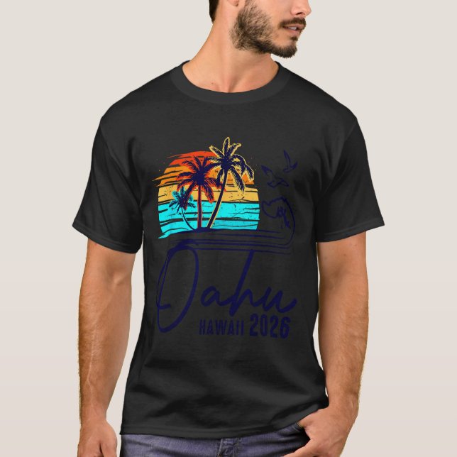 Camiseta Oahu Hawaii 2026 Vacation Beach Matching Family Gr (Frente)