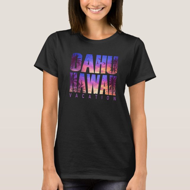 Camiseta Oahu Hawaii Beach Summer Vacation Matching Family  (Frente)