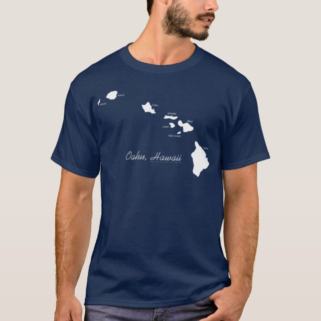 Camiseta Oahu Hawaii Com Ilhas Havaianas (Frente)
