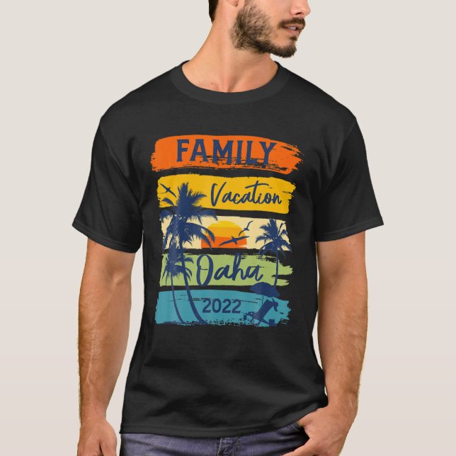 Camiseta Oahu Hawaii Havaí Férias 2022 Matching Family (Frente)