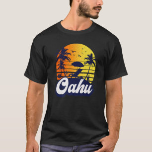 Camiseta Oahu Hawaii Havaiano Sunset Beach Retro Premium