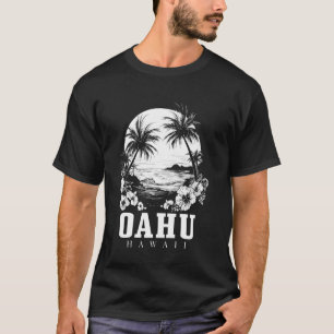 Camiseta Oahu Hawaii Hawaii Flores de Hibiscus Surfer Souve