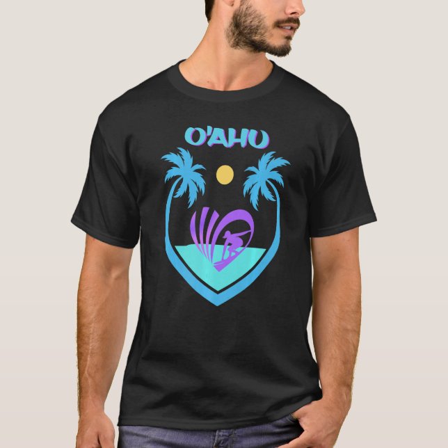 Camiseta Oahu Hawaii Surf Beach Maui Palms Aloha Waves Gift (Frente)