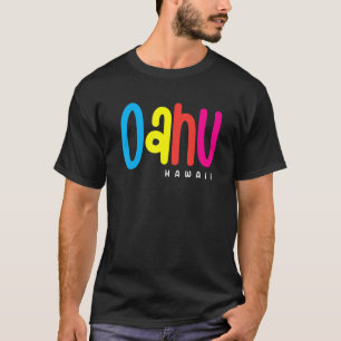 Camiseta Oahu Hawaii Vintage Colorful Beach Vacage Aloha