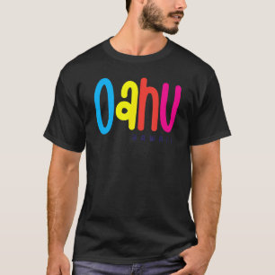 Camiseta Oahu Hawaii Vintage férias de praia coloridas aloh