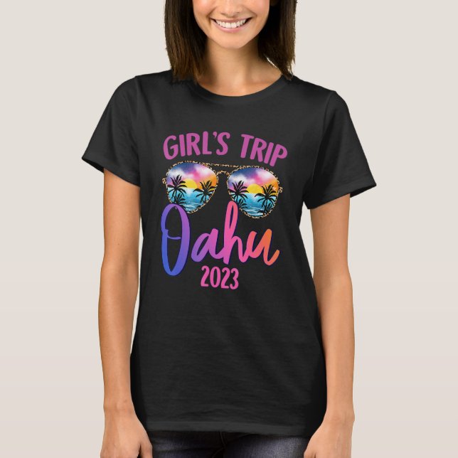Camiseta Oahu Hawaiian 2023 Girls Trip Sunglass Summer Gi (Frente)