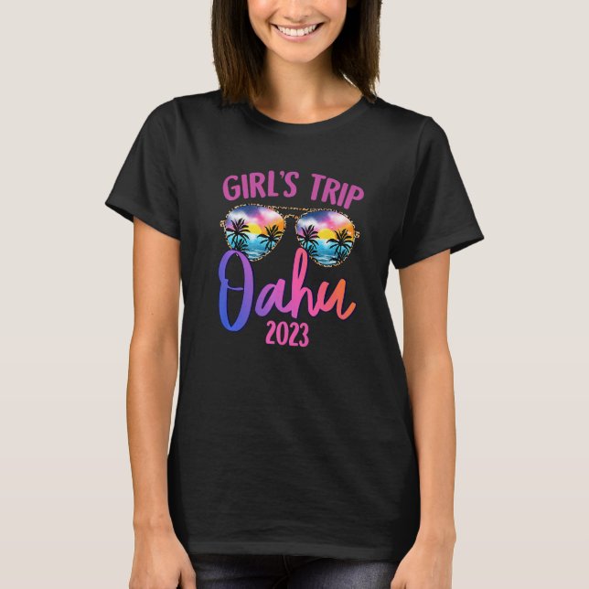 Camiseta Oahu Hawaiian 2023 Girls Trip Sunglasses Summer Gi (Frente)