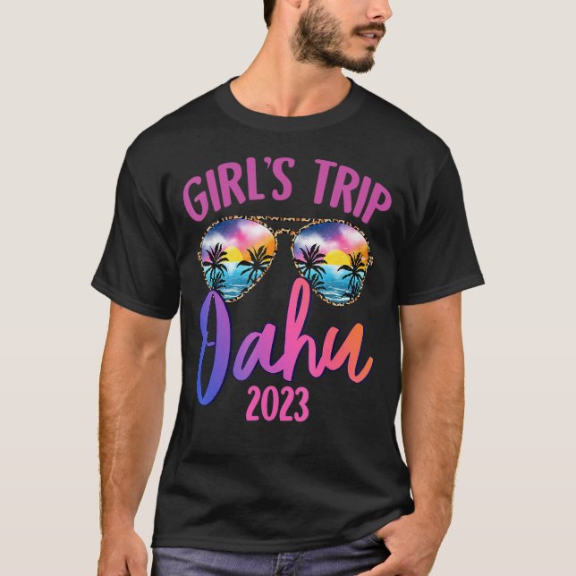 Camiseta Oahu Hawaiian 2023 Girls Trip Sunglasses Summer Gi (Frente)