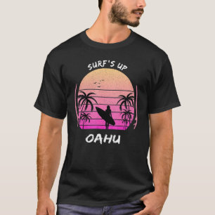 Camiseta Oahu Slogan Surf Palm Recife Hawaii Waikiki Souven