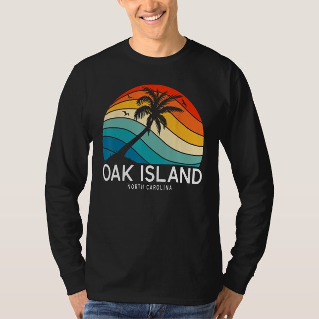 Camiseta Oak Island Beach North Carolina Beach Palm Tree So (Frente)