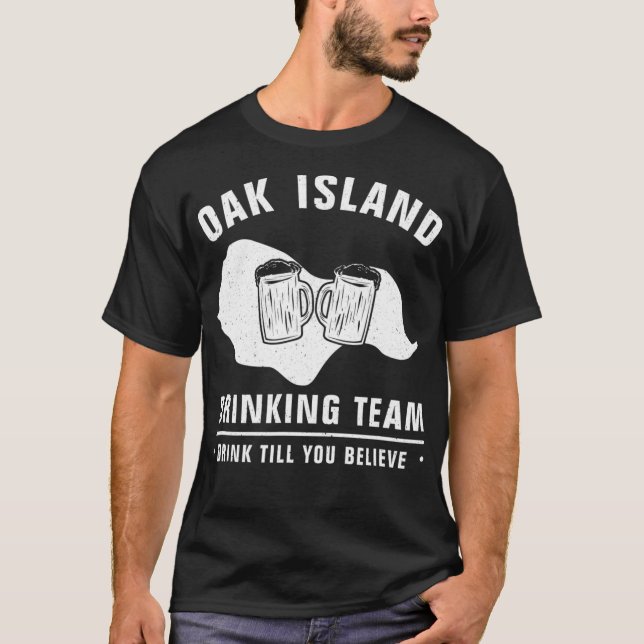 Camiseta Oak Island Drinking Team Funny Templar Mystery (Frente)