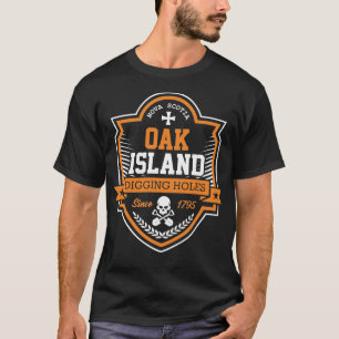 Camiseta Oak Island escavando furos templo tesouro caçando