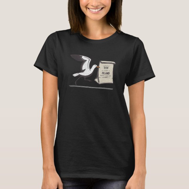 Camiseta Oak Island Nc Seagull Lunch Summertime Vacationing (Frente)