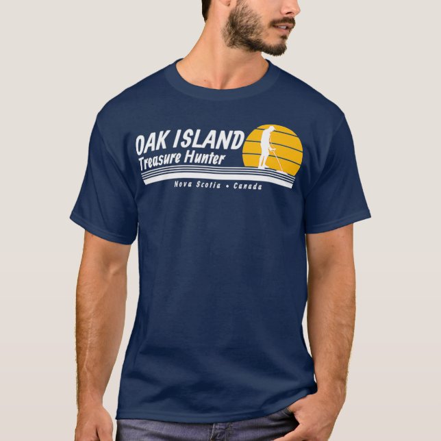 Camiseta Oak Island Treasure and Metal Detector (Frente)