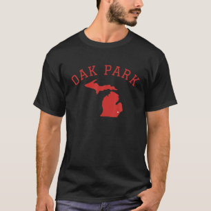 Camiseta Oak Park - Mapa Vermelho de Michigan