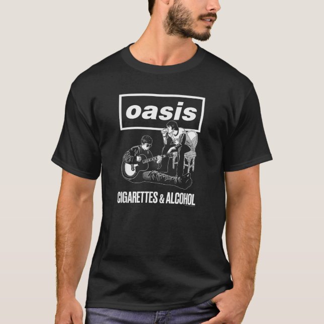 Camiseta Oasis Black Unisex Classic  Cigarettes And Alcohol (Frente)