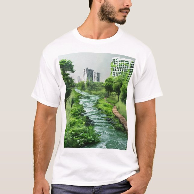 Camiseta Oásis Urbana: Harmonia da Natureza e paisagem urba (Frente)