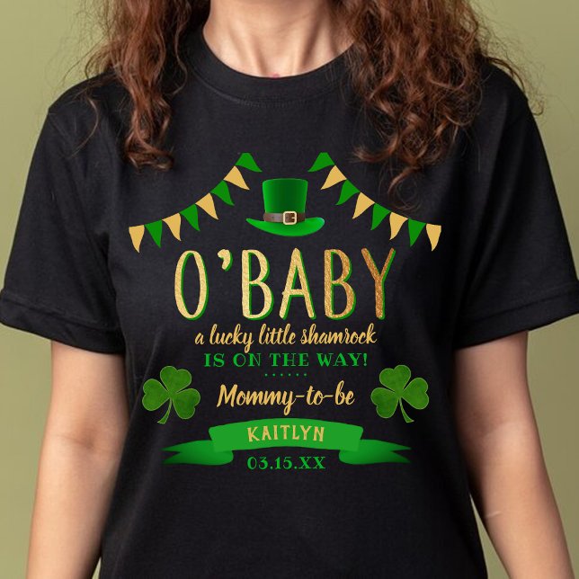 Camiseta O'Baby Rua. Chá de fraldas do Dia de Patrick (Criador carregado)