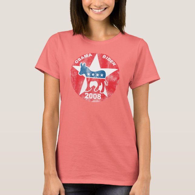 Camiseta Obama Biden 08 Retro (Frente)