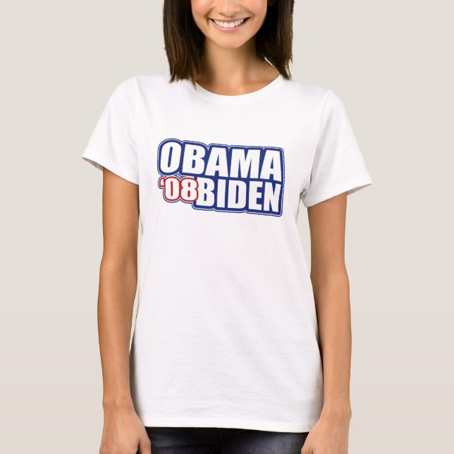 Camiseta Obama Biden '08 t-shirt para mulheres & homens (Frente)