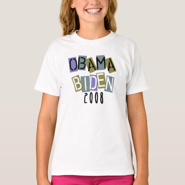 Camiseta Obama Biden - Letra Kids T-shirt (Frente)