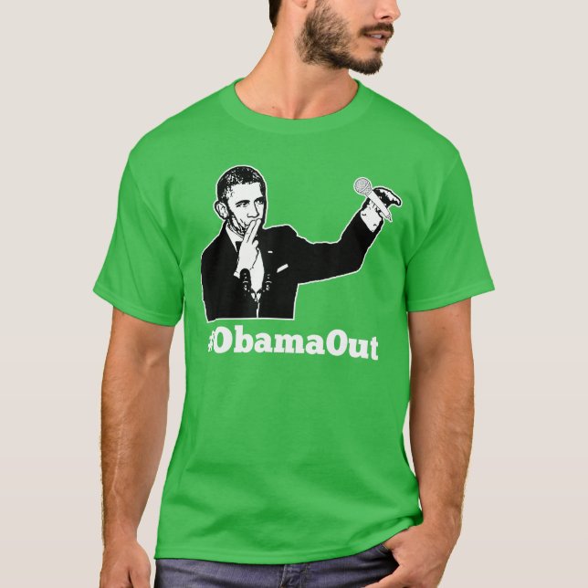 Camiseta Obama Fora ObamaFora Mic Drop Engraçado (Frente)