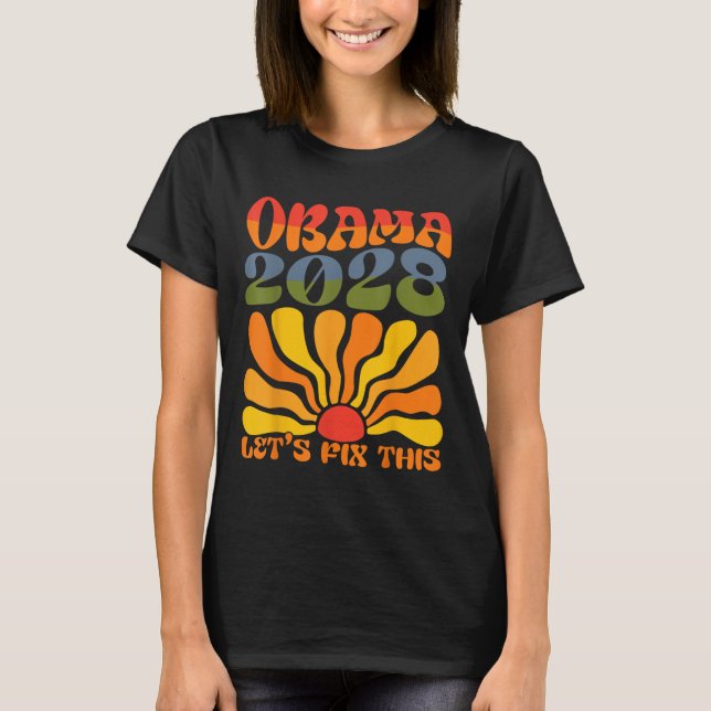 Camiseta Obama Para O Presidente 2028 Obama 2028 Flor Boho  (Frente)
