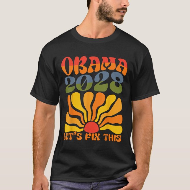Camiseta Obama Para O Presidente 2028 Obama 2028 Flor Boho  (Frente)