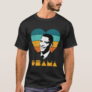 Camiseta Obama Retrato Retro Vintage Heart