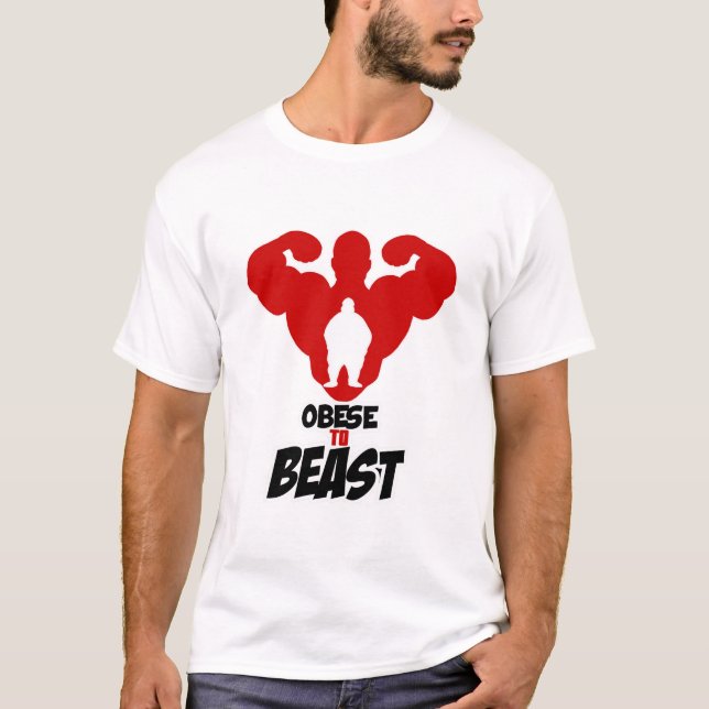 Camiseta Obeso ao poder da malhação do animal às pessoas (Frente)