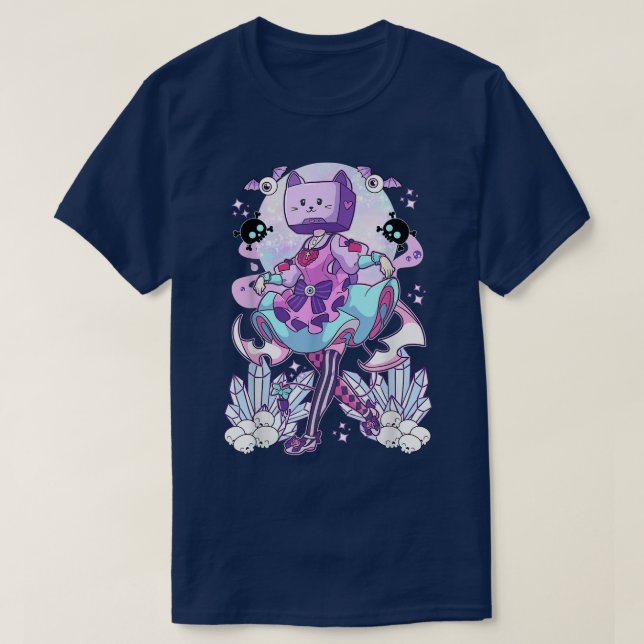 Camiseta Object Head TV Cosplay Pastel Gótico Neko Cat Crys (Frente do Design)