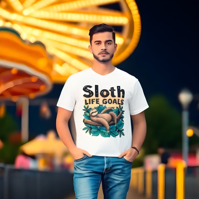 Camiseta Objetivos da Vida Larga - T-Shirt Engraçado (Sloth Life T-Shirt )