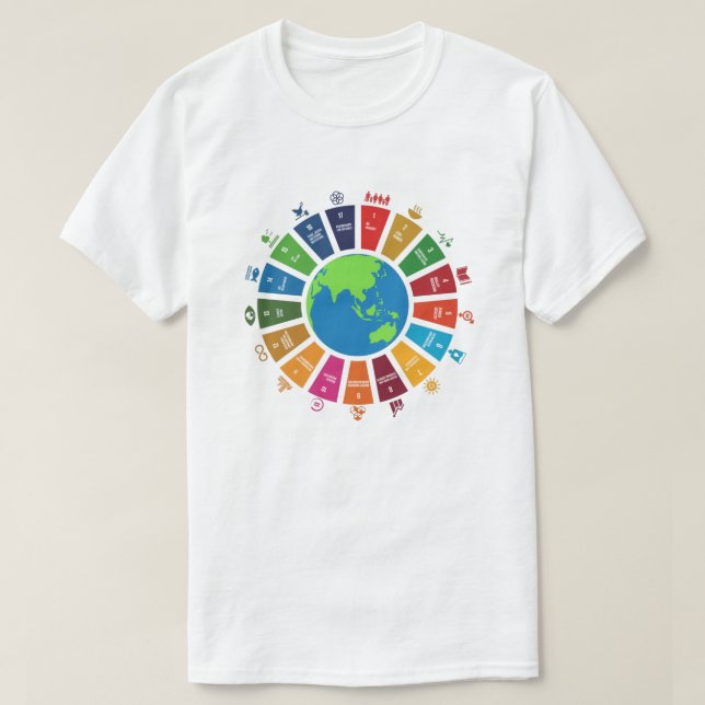 Camiseta Objetivos globais do SDG 2030 da ONU (Frente do Design)