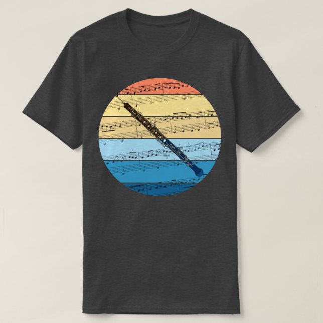 Camiseta Oboe Music Notation Oboist Woodwind Musical (Frente do Design)