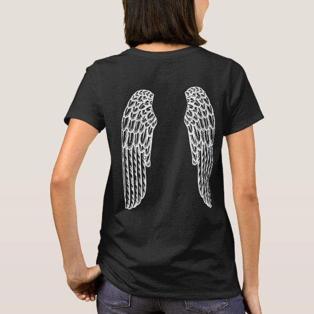 Camiseta obra de arte de fantasia com asas de Anjo Branco (Verso)
