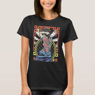 Camiseta Obra de Arte Japonesa Geisha Cobra Flor