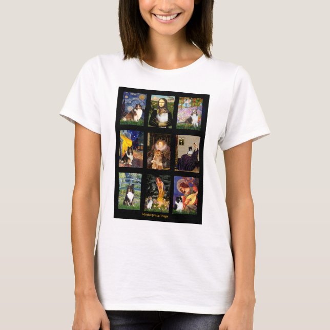 Camiseta Obra-Prima Composta de Shetland Sheepdog (Frente)