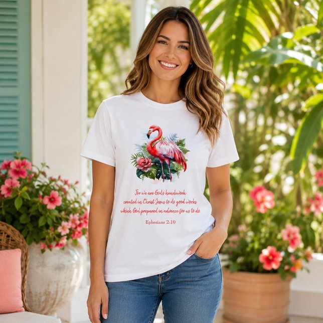 Camiseta Obra-prima de Deus Flamingo (Criador carregado)