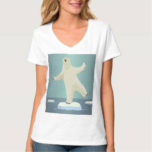 Camiseta Obras de Arte do Urso Polar em Equilíbrio no Icebe
