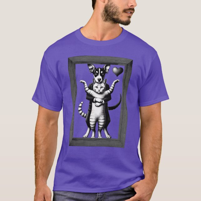 Camiseta Obrigação Ininterrupta: Cão e Duo de Gato (Frente)