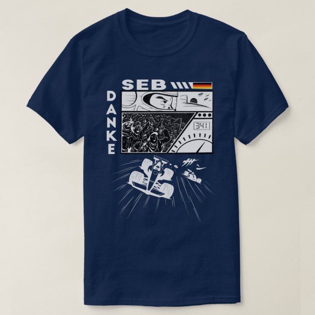 Camiseta Obrigado, Bandeira Alemã F1 Racing Danke Seb (Frente do Design)