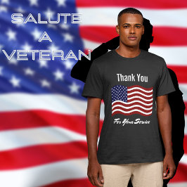 Camiseta Obrigado Bandeira Americana Veterano Preto
