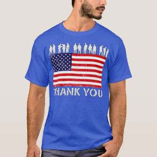 Camiseta Obrigado Bandeira Patriótica Americana Soldado