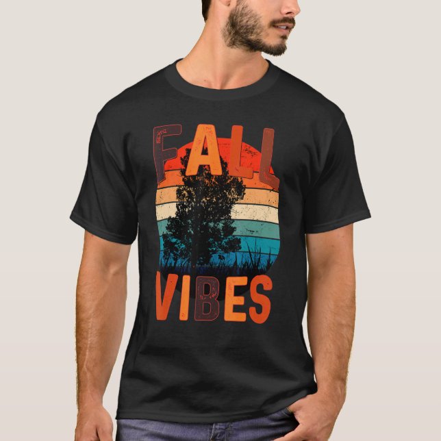 Camiseta Obrigado de Café de outono Vibes Retro Pumpkin Spi (Frente)