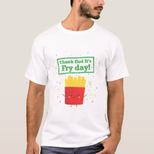 Camiseta Obrigado Deus É Franco Dia, Fries Jogam Humor