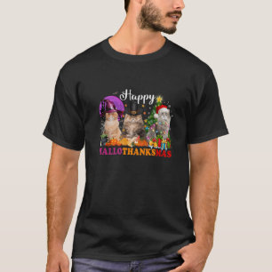Camiseta Obrigado Feliz de Natal do Cat Halloween
